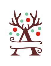 Load image into Gallery viewer, Reindeer Antler & Lights monogram