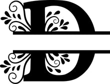 Load image into Gallery viewer, Black Floral Monogram Split Letters
