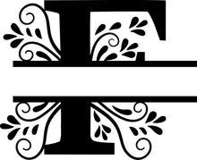 Load image into Gallery viewer, Black Floral Monogram Split Letters