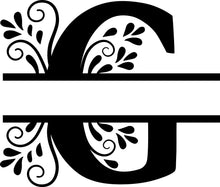 Load image into Gallery viewer, Black Floral Monogram Split Letters