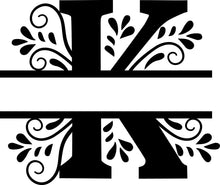Load image into Gallery viewer, Black Floral Monogram Split Letters