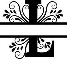 Load image into Gallery viewer, Black Floral Monogram Split Letters