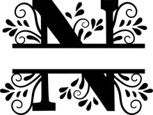 Load image into Gallery viewer, Black Floral Monogram Split Letters
