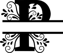 Load image into Gallery viewer, Black Floral Monogram Split Letters