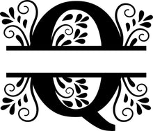 Load image into Gallery viewer, Black Floral Monogram Split Letters