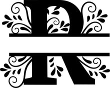 Load image into Gallery viewer, Black Floral Monogram Split Letters