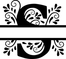 Load image into Gallery viewer, Black Floral Monogram Split Letters