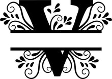 Load image into Gallery viewer, Black Floral Monogram Split Letters