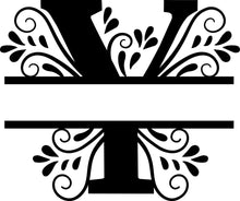 Load image into Gallery viewer, Black Floral Monogram Split Letters