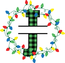 Load image into Gallery viewer, Lights Green Plaid Monogram Split Letters