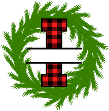 Load image into Gallery viewer, Wreath Red Plaid Monogram Split Letters