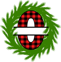 Load image into Gallery viewer, Wreath Red Plaid Monogram Split Letters