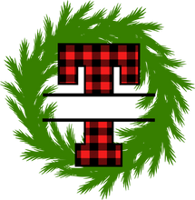Load image into Gallery viewer, Wreath Red Plaid Monogram Split Letters