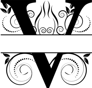 Vine Monogram Split Letters