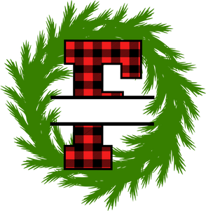 Wreath Red Plaid Monogram Split Letters