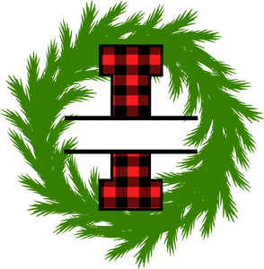 Wreath Red Plaid Monogram Split Letters