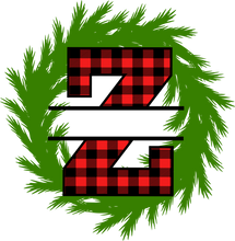 Load image into Gallery viewer, Wreath Red Plaid Monogram Split Letters
